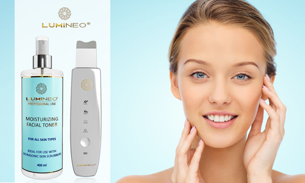 Urządzenie do peelingu kawitacyjnego LUMINEO M22 5w1 + Tonik nawilżający 400 ml kv początek opisu