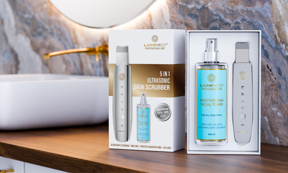 Urządzenie do peelingu kawitacyjnego LUMINEO M22 5w1 + Tonik nawilżający 400 ml gotowy do razu do użycia, wielofunkcyjny peeling, głębokie oczyszczanie porów
