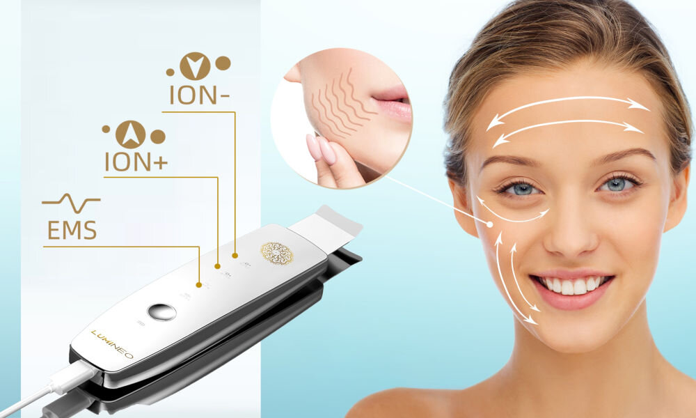 Urządzenie do peelingu kawitacyjnego LUMINEO M22 5w1 + Tonik nawilżający 400 ml funckja jonoforezy i ems, głębokie oczyszczanie, ujędrnienie skóry, poprawa kondycji, zdrowsza skóra