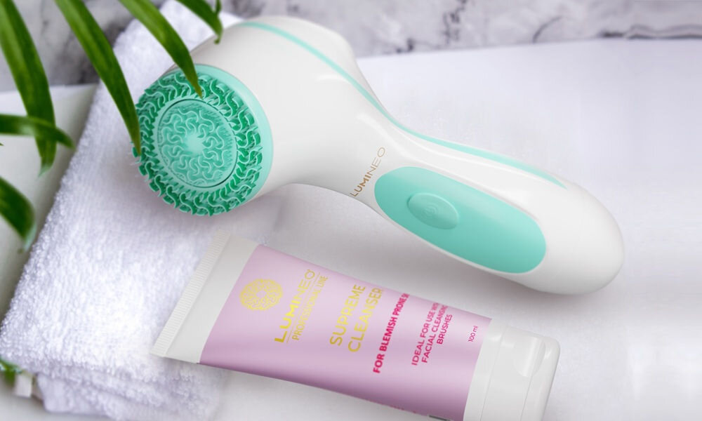 Szczoteczka do twarzy LUMINEO 868 Classic Turkusowy + Żel do skóry trądzikowej i problematycznej 100 ml skuteczna szczoteczka, wygodne rozwiązanie, skuteczny efekt, szybsza i prostsza pielęgnacja