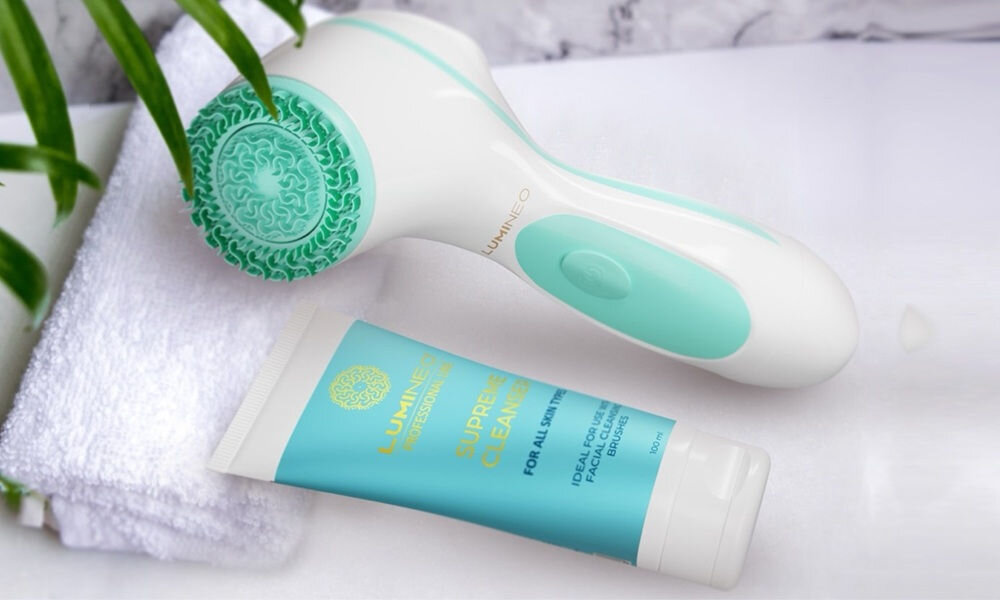 Szczoteczka do twarzy LUMINEO 868 Classic Turkusowy + Żel do wszystkich rodzajów skóry 100 ml skuteczna szczoteczka, wygodne rozwiązanie, skuteczny efekt, szybsza i prostsza pielęgnacja