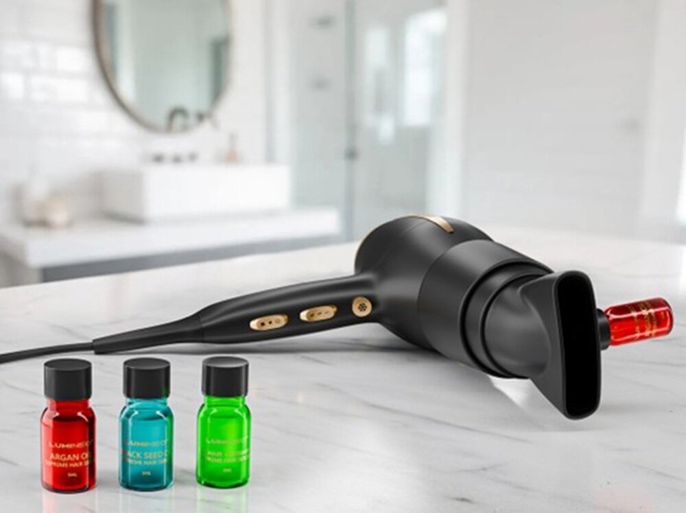 Suszarka LUMINEO HD100BI + Zestaw serum 3 x 20 ml 3 serum pielęgnacyjne, dowolne użycie, pielęgnacja dobrana do potrzeb włosa, blask każdego dnia