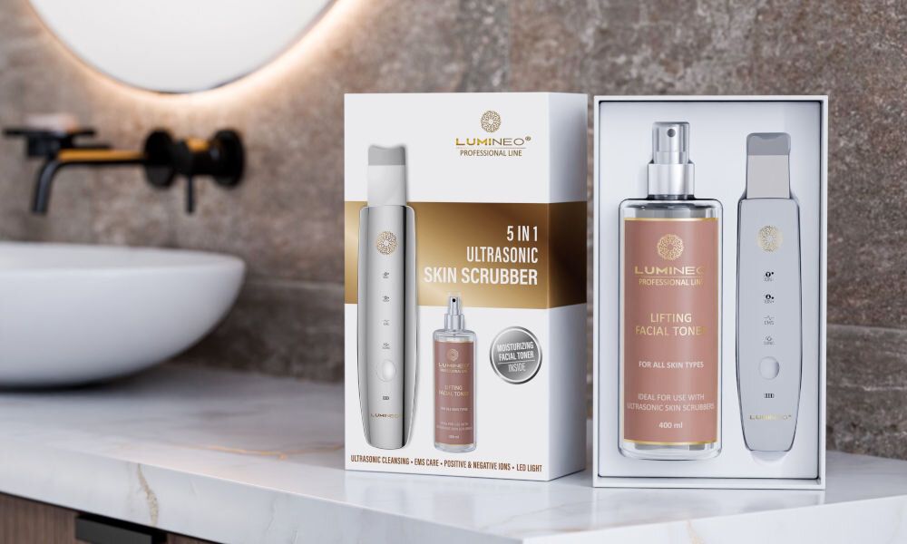 Urządzenie do peelingu kawitacyjnego LUMINEO M22 5w1 + Tonik liftingujący 400 ml gotowy do razu do użycia, wielofunkcyjny peeling, głębokie oczyszczanie porów