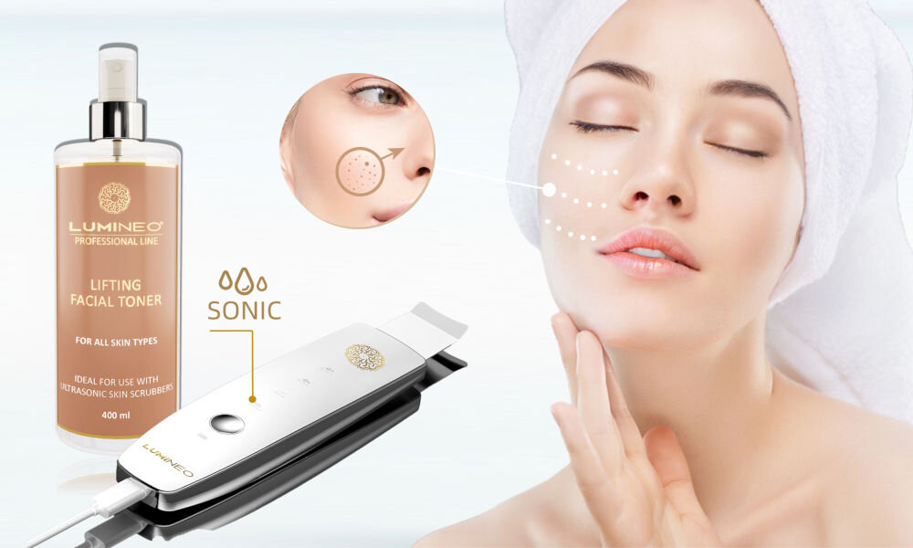 Urządzenie do peelingu kawitacyjnego LUMINEO M22 5w1 + Tonik liftingujący 400 ml dokłądne oczyszczanie, redukcja nadmiaru sebum, czysta i gładka skóra, elastyczność i miękkość skóry