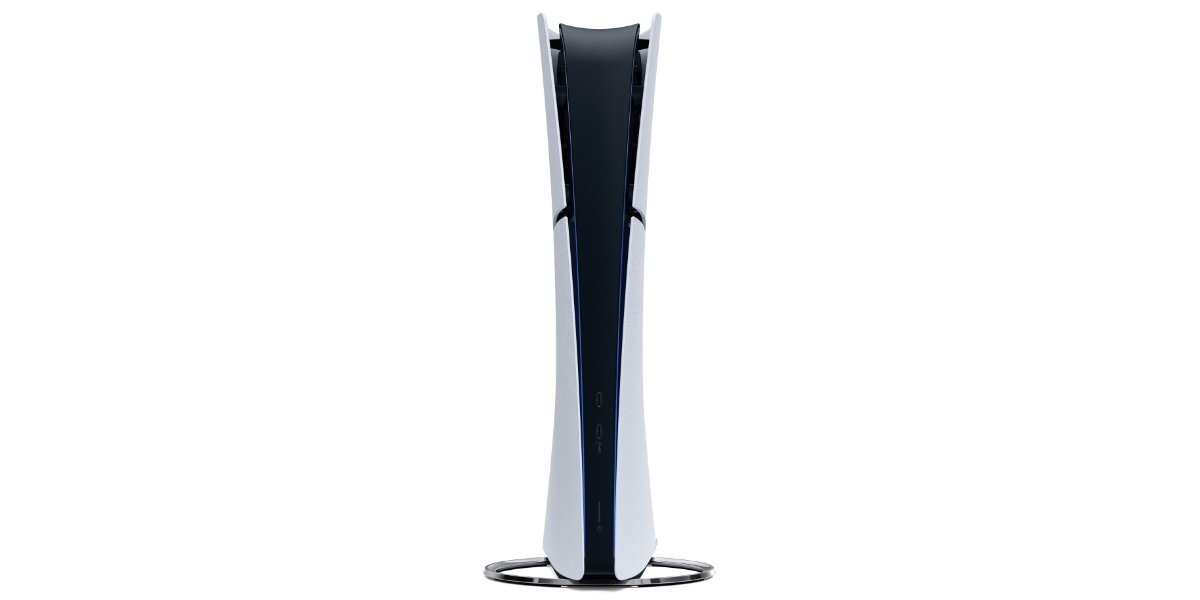 Konsola SONY PlayStation 5 Digital Slim Edition na białym tle.