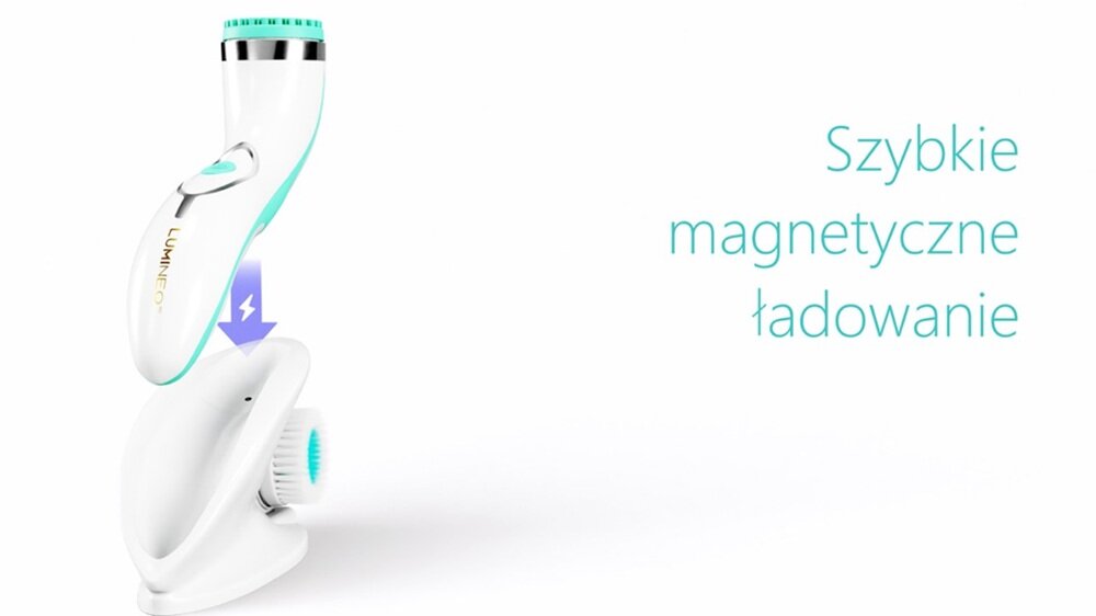Szczoteczka soniczna do mycia twarzy LUMINEO 8688 Pro Turkusowy + Żel do wszystkich rodzajów skóry 100 ml ładowanie magnetyczne, do 3 godzin pracy