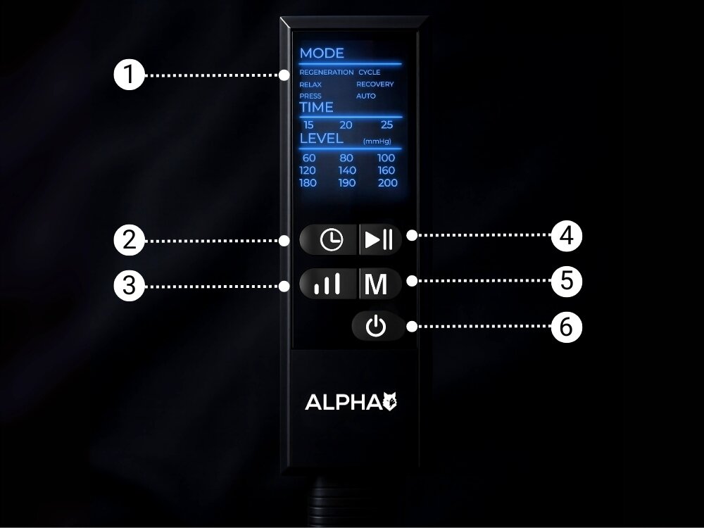 Masażer Limfatyczny do nóg ALPHA AMP-06 6 programów pracy, dopasowanie trybu pracy, rozluźnienie po pracy, wsparcie mięśni po treningu