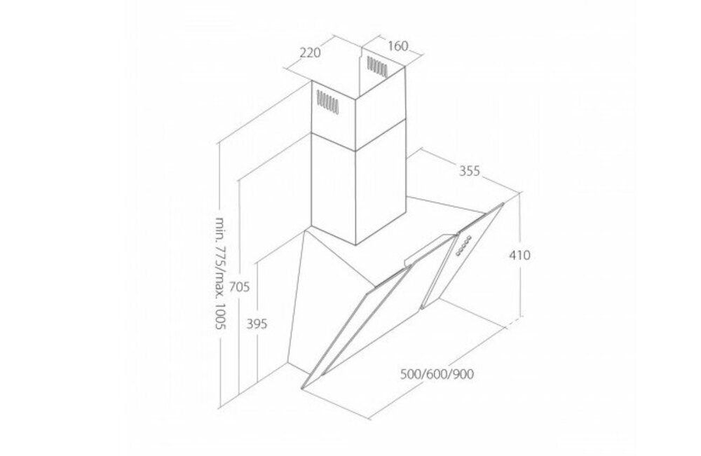 AKPO-WK-4-Cetias-90-Czarny okap elegancja pozbycie zapachów funkcjonalność oświetlenie halogenowe sterowanie mechaniczne skokowa regulacja prędkości pochłaniacz wyciąg