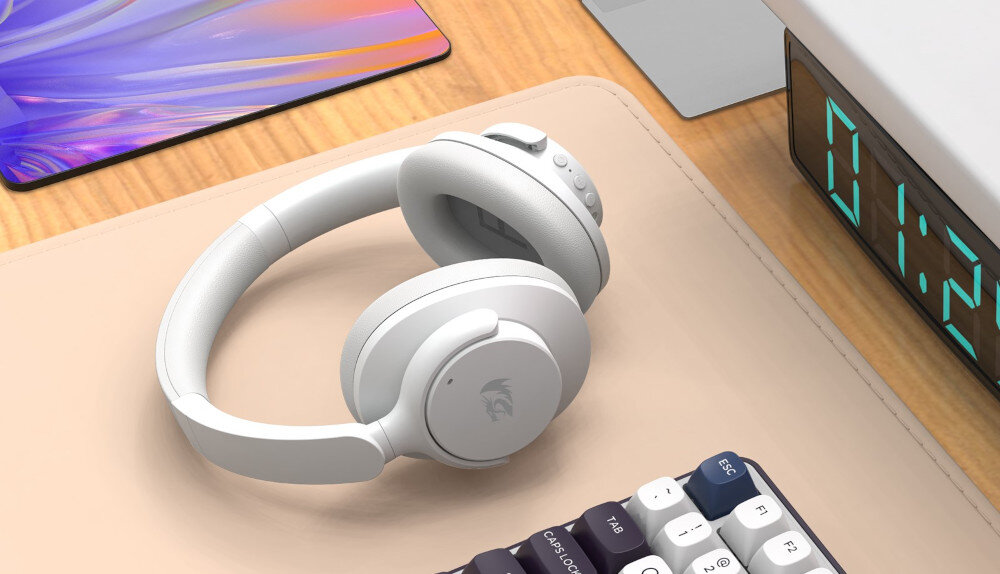 Słuchawki nauszne REDRAGON Vibecore H610G ANC bezprzewodowe z aktywną redukcją hałasu i przetwornikami 40 mm, słuchawki nauszne leżące na podkładce pod laptopa