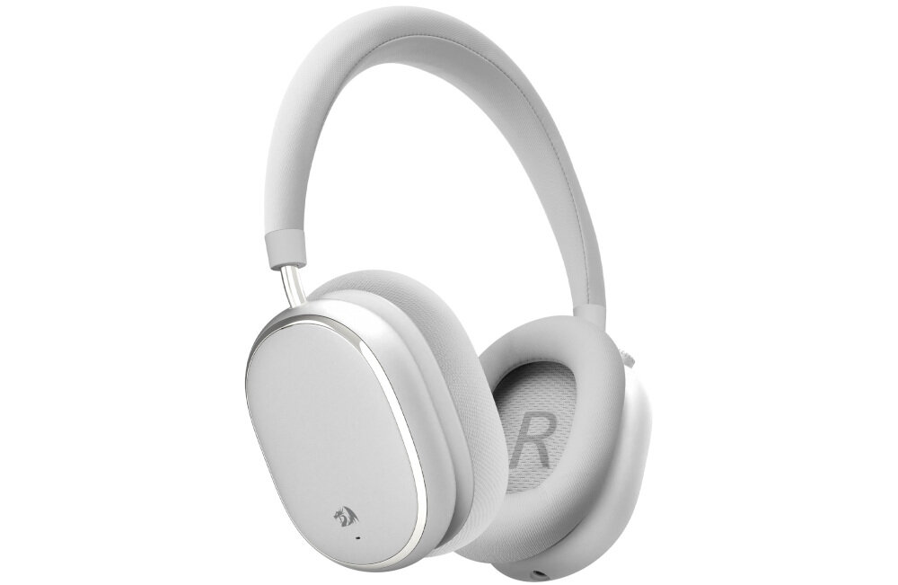 Słuchawki REDRAGON Vibecore H620 ANC z baterią 1000 mAh do 100 godzin pracy i ładowaniem USB-C, słuchawki nauszne po skosie na białym tle