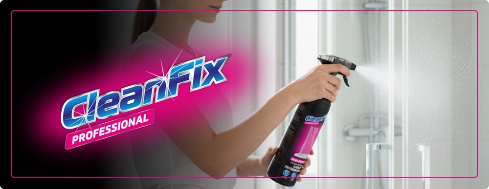 Płyn do czyszczenia kabin prysznicowych CLEANFIX Professional 1000 ml kv poczatek opisu