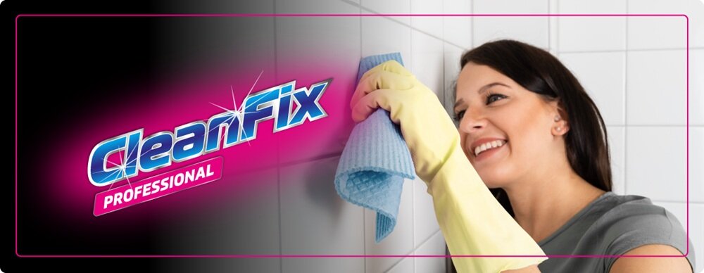 Płyn do fug CLEANFIX Professional 500 ml + Mikrofibra 20 x 20 zawartość zestawu do czyszczenia fug: aplikator i 2 mikrofibry