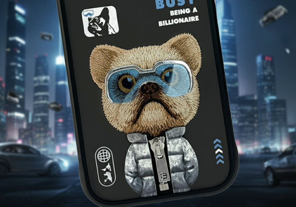 Etui NIMMY Cool&Cute 2.0 Dog do Apple iPhone 17 Czarny
                etui na tle modernistycznego miasta z wysokimi budynkami i samochodami