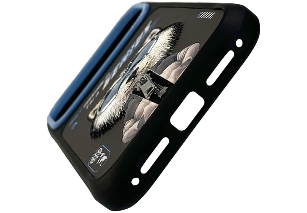 Etui NIMMY Cool&Cute 2.0 Wolf do Apple iPhone 17 Pro Czarny
                etui na białym tle haftowany wilczek trójwymiarowe detale