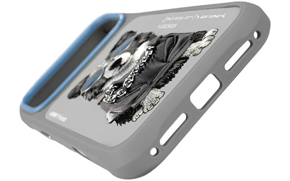 Etui NIMMY Glasses Cool Dog do Apple iPhone 17 Pro Szary
                etui na białym tle haftowany piesek trójwymiarowe detale