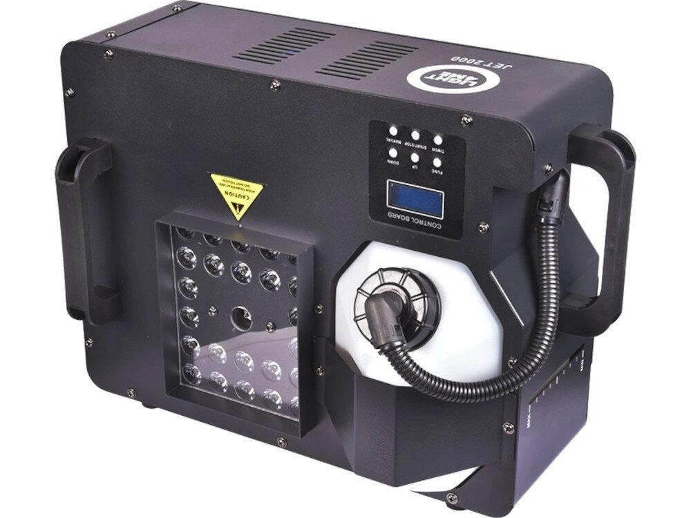 Wytwornica dymu LIGHT4ME Jet 2000 wielkość waga zbiornik pojemność filtry