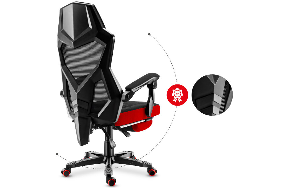 Fotel HUZARO Combat 3.0 czarno-czerwony  materiał design cyrkulacja