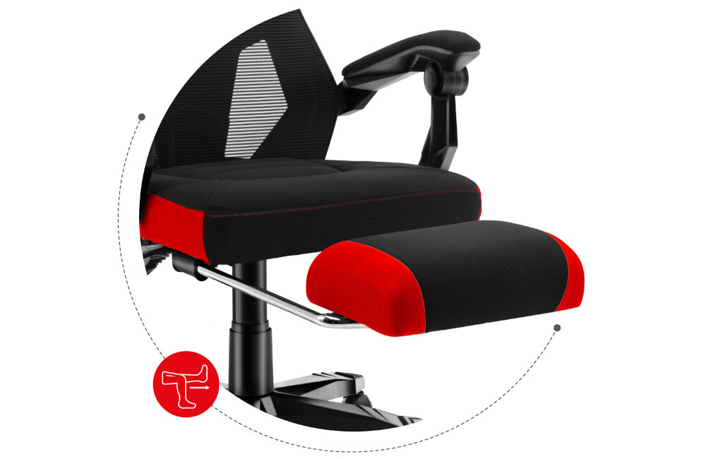 Fotel HUZARO Combat 3.0 czarno-czerwony podnóżek funkcje pochylenie