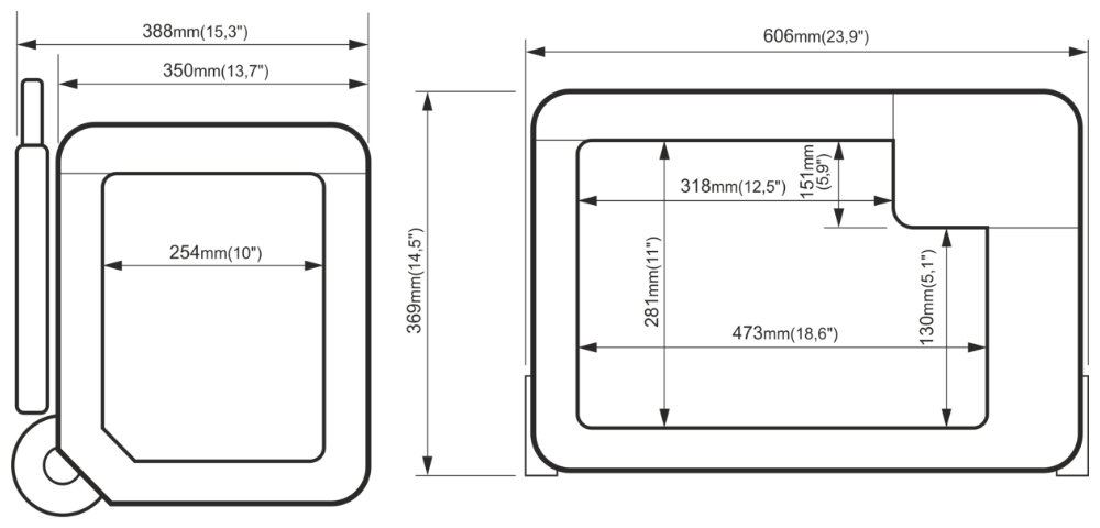 Lodowka YOLCO BX30 Szary rysunek techniczny