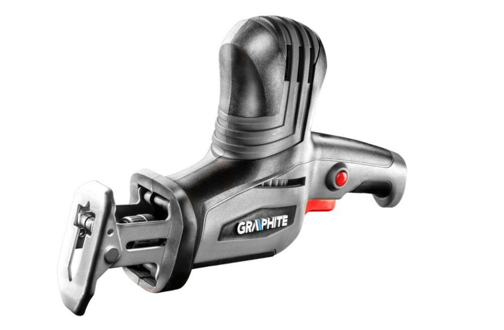 GRAPHITE-58G960 pilarka szablowa cięcie niewielkie rozmiary ergonomiczny kształt mechanizm kąt przycisk włącznik rękojeść