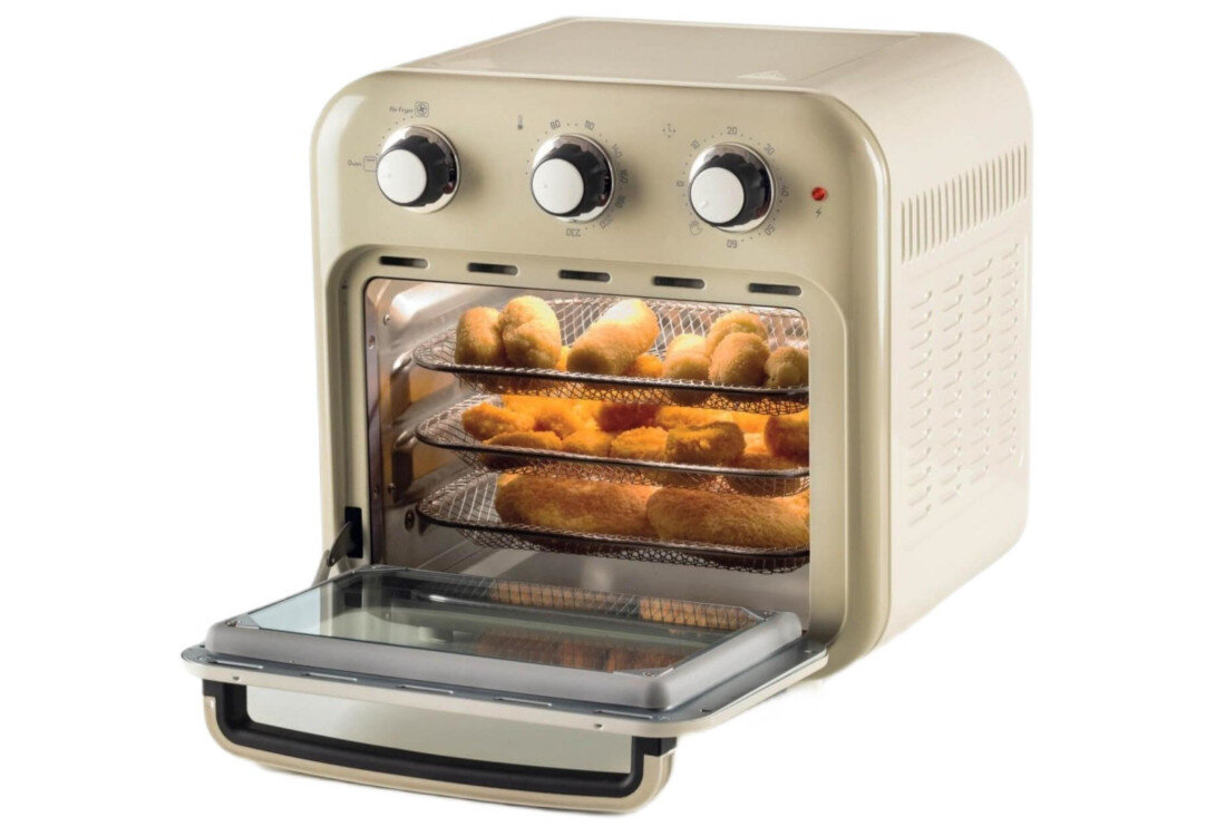 Frytkownica beztłuszczowa ARIETE 4632/03 Air Fryer piekarnik grill rożen trzy tacki potrawy Obrotowy kosz do frytek