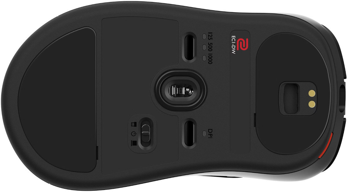 ZOWIE EC2-DW sześć poziomów czułości: 400, 800, 1000, 1200, 1600 oraz 3200 DPI dopasowanie precyzji Częstotliwość raportowania 125 Hz do aż 4000 Hz - mysz od przodu na białym tle