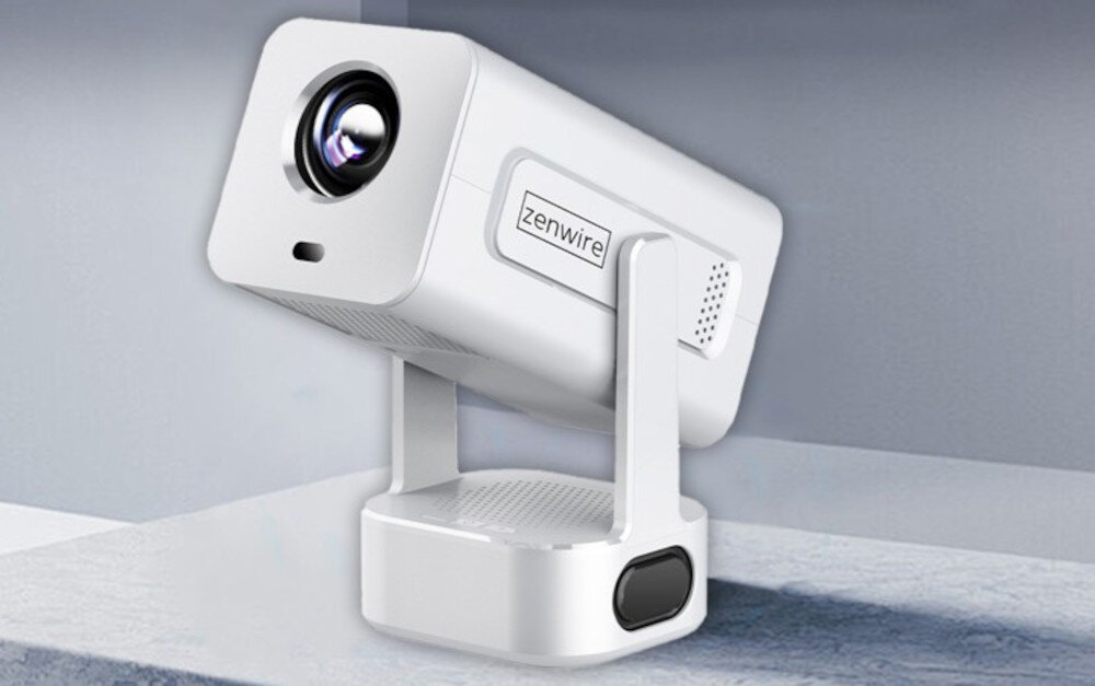 ZENWIRE PrimeView IMC360 wielkość ekranu 30-180 cali współczynnik projekcji 1.2:1, proejktor po skosie stojący na stoliku