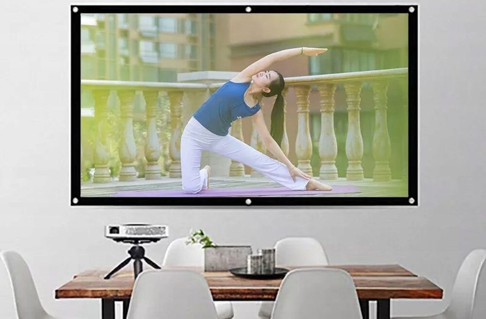 Ekran projekcyjny ZENWIRE 8678456 332x187 projektory LCD LED DLP zastosowanie dom biuro ogródekran wiszący na ścianie w pomieszczneiu