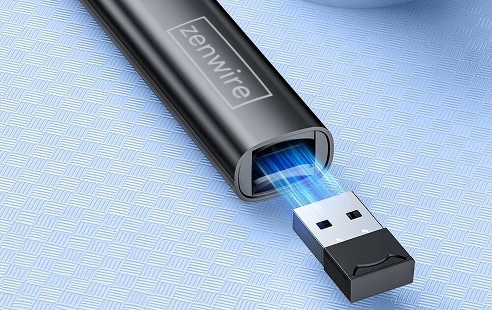 Wskaźnik laserowy ZENWIRE S9 Plug and Play odbiornik USB wskaźnik laserowy, kadr wskaźnika oraz odbiornik USB-A