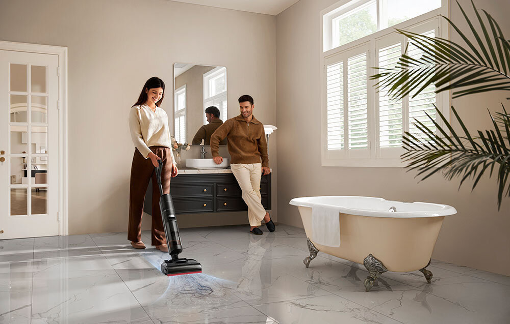 Odkurzacz DREAME Wet&Dry H15S Zdalne sterowanie współpracuje z aplikacją Dreamehome dostosowanie przypomnienie konserwacja aktualizacja OTA duży ekran LED komunikaty głosowe