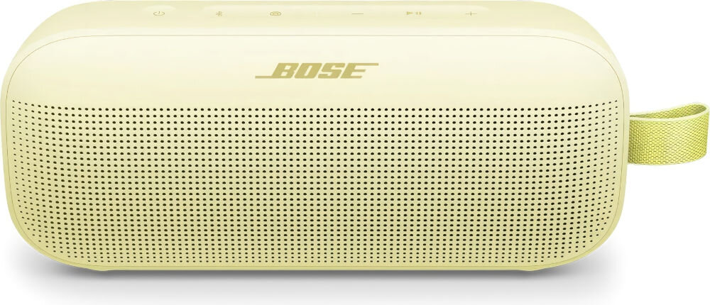 Głośnik mobilny BOSE SoundLink Flex 2 gen mikrofon asystent głosowy Bluetooth rozmowy w podróży, głośnik od frontu na białym tle