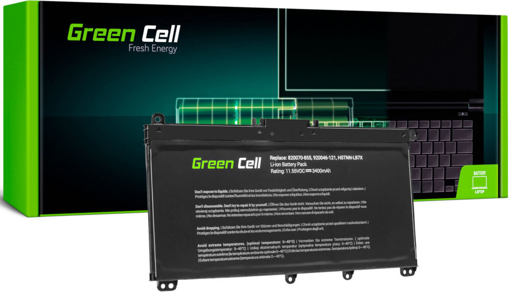 Bateria do laptopa GREENCELL HP145 3400 mAh zwiększ wydajność laptopa produkt na białym tle pod skosem