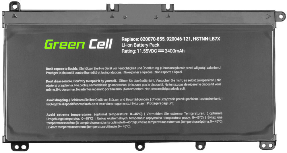Bateria do laptopa GREENCELL HP145 3400 mAh akumulator został poddany szczegółowym testom jakościowym zabezpieczenie przed głębokim rozładowaniem i przeładowaniem