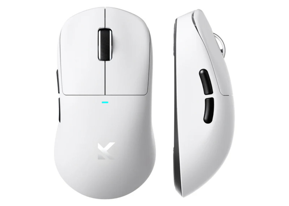 MCHOSE M7 częstotliwości odświeżania na poziomie 8000 Hz trybie przewodowym trybie bezprzewodowym odbiornika osiem tysięcy razy na sekundę opóźnienia do 0,125 ms dynamicznych grach FPS, RTS czy MOBA - myszka na białym tle