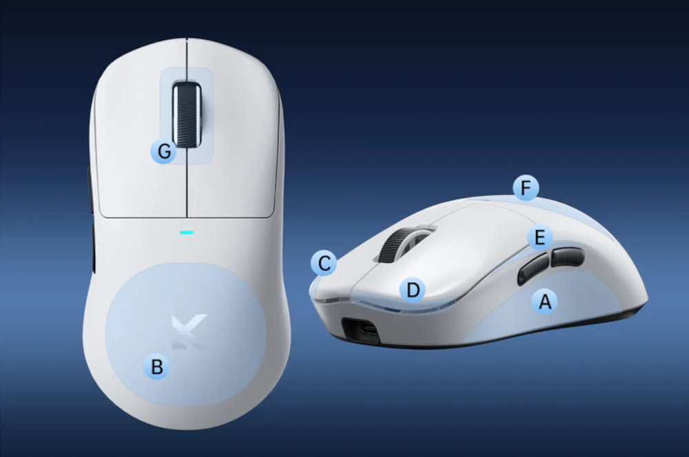 MCHOSE M7 baterię 300 mAh pracy, czy nauki - mysz od góry i boku