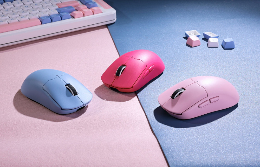MCHOSE A5 Ultra 6 wersjach kolorystycznych: czarnej, białej, niebieskiej, czerwonym, różowym oraz żółtym stylowo i estetycznie - mysz w trzech wersjach kolorystycznych