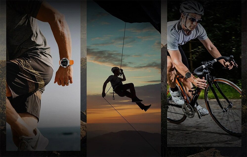 Smartwatch BLITZWOLF BW-AT5 pomarańczowy, zegarek, blitzwolf, funkcje, elegancja, 3 zdjęcia w 1 przedstawiające zegarek w 3 różnych środowiskach zasotosowania