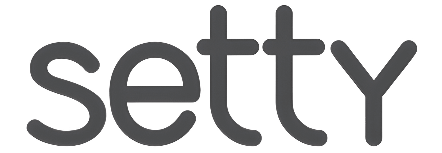 Logo z napisem \'setty\' w ciemnym kolorze na białym tle.
