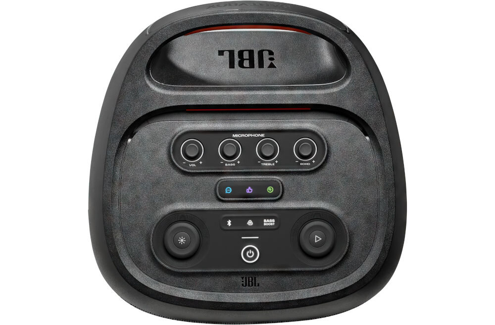 Power audio JBL PartyBox 720 plastik recykling FSC papier atrament sojowy ekologia, power audio od góry na białym tle