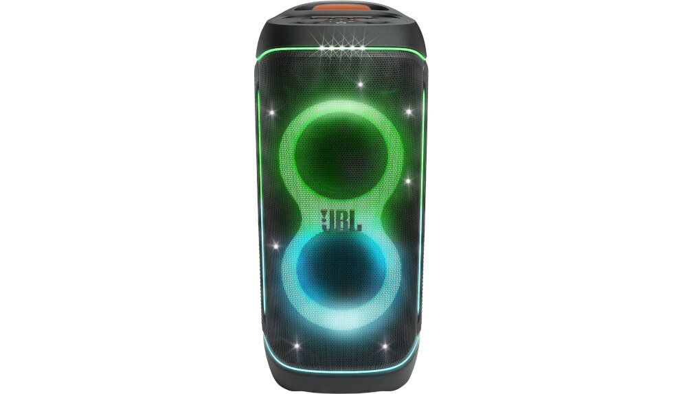 Power audio JBL PartyBox 720 Auracast stereo połączenie wielu głośników, power audio od frontu na białym tle