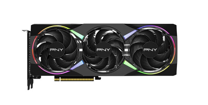 Karta graficzna PNY GeForce RTX 5060 Ti Epic-X RGB Triple Fan OC 8GB na białym tle.