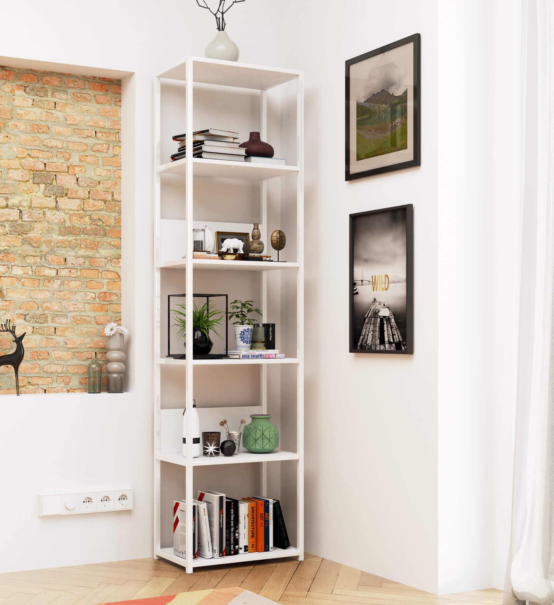 Regał loft AKORD metalowy Biały 50 cm 6 półek 50x32x192 cm - Sklep.akord.net.pl - AKORD Meble