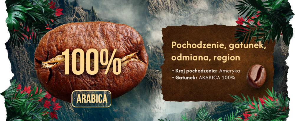 Kawa ziarnista BLUE ORCA COFFEE Continents 2 Latin America & Africa 1 kg jedno ziarna kawy podpisane 100% arabica napis Pochodzenie gatunek, odmiana, region - kraj pochodzenia Brazylia.