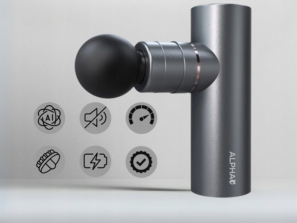 Masażer ręczny Gun ALPHA AMG-05 wbudowane 3 akumulatory, do 8 godzin działania, oszczędność czasu, zawsze gotowy do pracy