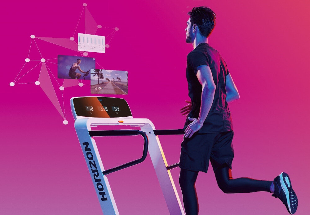HORIZON FITNESS Paragon X aplikacja ZONE program Virtual Active trasy w trybie wirtualnym treningz trenerem personalnym wlasny trening