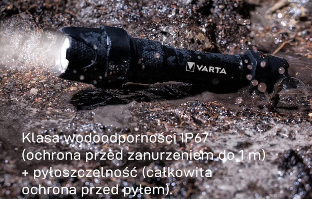 VARTA latarka wodoodporna deszcz woda klasa odporność ochrona zachlapanie