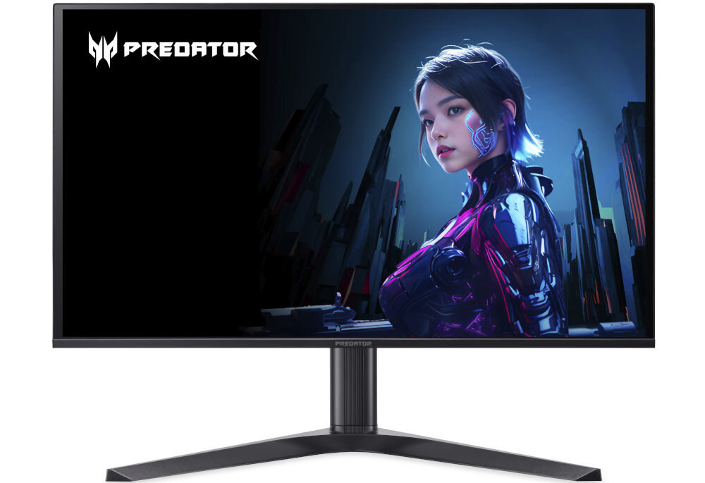 Monitor ACER Predator X27UZ1BMIIPRX 26.5 cala 2560x1440px OLED 280Hz 0.03 [GTG] prezentacja monitora od przodu na białym tle dwa głośniki 5W bez potrzeby podłączania dodatkowego sprzętu audio