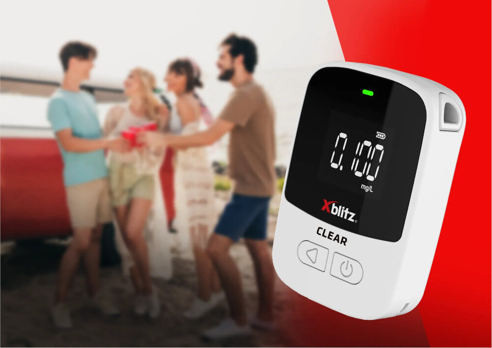 Alkomat XBLITZ Clear Czytelny wyświetlacz LCD wskaźnik poziomu naładowania  informacja kontrola