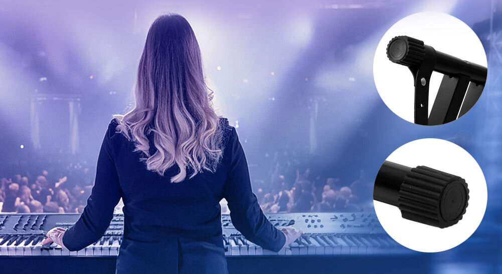 Statyw klawiszowy MUSICMATE MM-A75 Presto zabierz go ze sobą, gumowe nakładki, funkcja szybkiego składania, lekka konstrukcja, waga ok. 2,6 kg