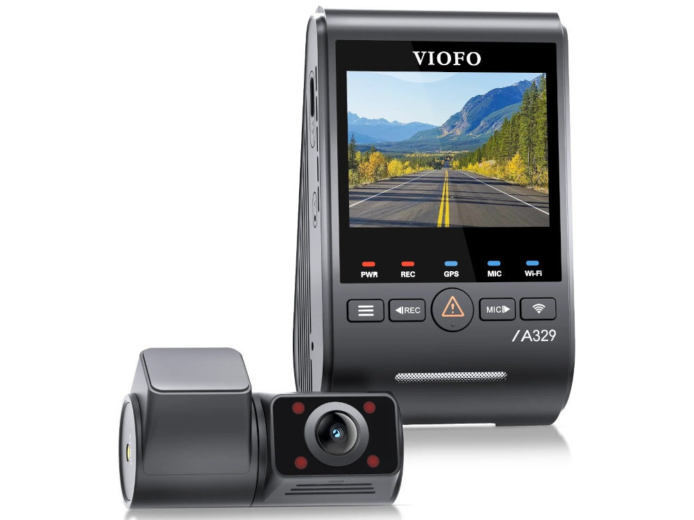 VIOFO A329S VIOFO A329S rozdzielczości 4K przy 60 kl./s trybie HDR detali w cieniach i jasnych partiach kadru - Wideorejestrator na białym tle